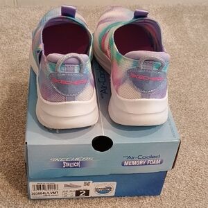 Skechers Kids Tie-Dye Slip-On Sneakers - Purple/Mint/White